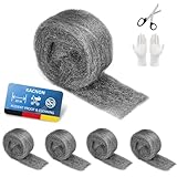 KACNON 1# Stahlwolle, 5 Rollen 20m stahlwolle gegen mäuse, mit Handschuhe und...