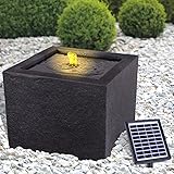 Solar Gartenbrunnen Brunnen Solarbrunnen Basalt-MODERNA mit LED-Licht,...