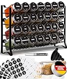 Deco haus® Gewürzregal Stehend & Wand [MIT 28 GLÄSERN & ETIKETTEN] - Gewürz...