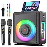 HWWR Karaoke Maschine mit 2 drahtlosen Mikrofones, Tragbaren Bluetooth 5.3...