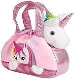 BRUBAKER Einhorn Tasche Regenbogen - 20 cm - Plüschtier in Handtasche - Plüsch...