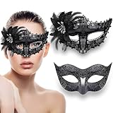 2 Stück Venezianische Maske Damen Herren, Venezianischen Maskenball Masken...