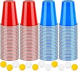 Frasheng Beerpong Partybecher,100 Becher 12 Bällen,Beer Pong...