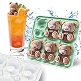 Zamety Silikon Eiswürfelform, Eiswürfelform mit Deckel, 6-Fach Niedliche Bär...