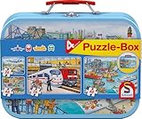 Schmidt Spiele 56508 Verkehrsmittel, 4 Kinderpuzzle im Metallkoffer, 2x26 und...