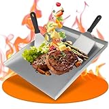 4mm Plancha Grillplatte, 30×40cm, Auslaufsicheres Design Plancha Grill. Mit 2...