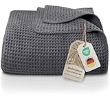 LAYNENBURG Premium Waffelpique Baumwolldecke 150x200 cm - Oeko-TEX 100 -...