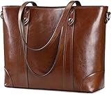 S-ZONE Damen Schultertasche 15,6 Inch Laptoptasche Große Leder Shopper...