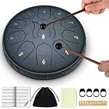 CAHAYA Steel Tongue Drum 6 Zoll 11 Töne: Zungentrommel Schlagzeug Anfänger,...