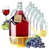 KADAX Weinballon 5L, Glasballon für Wein 6 stück, Weinfass aus glas,...