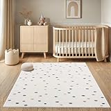 payé Teppich Kinderzimmer - Cream - 120x160cm - Spielteppich Bunte Punkte...