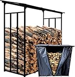 WIELS® Kaminholzregal außen 185x70x185cm, Brennholzregal außen XXL, Metall...