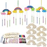 Ainiv 12 Stück Windspiel Bastelset Kinder, Regenbogen Holz Klangspiel Basteln,...