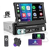 Podofo Autoradio 1 Din mit Apple Carplay und Android Auto, 7 Zoll Bildschirm...