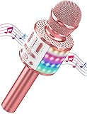 Karaoke Mikrofon, LED Drahtloses Bluetooth Mikrofon zum Singen mit Lautsprecher,...