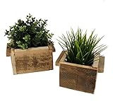 Spetebo Holz Pflanzkasten im 2er Set - 18x18 und 14x14 cm - Deko Blumenkasten...