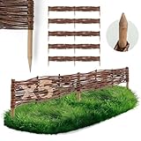 5 x BOGATECO Beeteinfassung aus Weide | 100 cm Lang & 10 cm Hoch | Holz-Zaun...