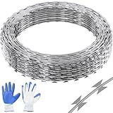 VEVOR Natodraht 45 m (3 Rollen x 15 m) Stacheldraht Doppelspirale Sperrdraht...