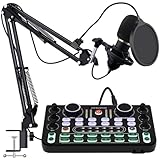 RUBEHOOW Mixer Kit mit Live Soundkarte, DJ Controller und BM800 Mikrofon für...