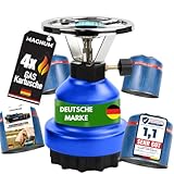 Magnum Camping&Gaskocher Set E190 mit 4 Gaskartuschen Gasherd/Kochfeld 1-flammig...