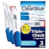Clearblue Schwangerschaftstest Triple-Check Ultra Früh Kombipack, Ergebnisse 6...