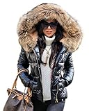 Aox Frauen Winter Kunstpelz Kapuze Daunenmantel Lady Thicken Puffer Slim Zipper...