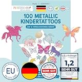 Papierdrachen 100 Metallic-Tattoos für Kinder - Hautfreundliche Kindertattoos...