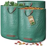GardenGloss® 3X Gartenabfallsäcke mit Griffen - 272L Hohes Fassungsvermögen...