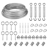 Drahtseil 3mm Edelstahl, 30M Stahlseil Kit, Stahlseil ummantelt mit ösen,...