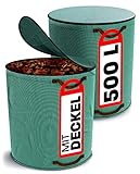 Praknu 2x Gartenabfallsack Stabil 500 Liter Mit Deckel - XXL Groß - Laubsack...