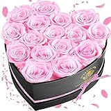 Impouo 16-Piece Forever Flowers Heart Shape Box - Preserved Roses, Birthday...