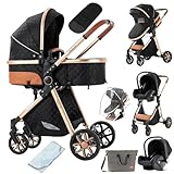 MoLi Kinderwagen 3 in 1, Kinderwagen mit Umkehrbarem Doppelschiebemodus, Buggy...