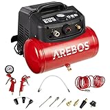 Arebos 6L Druckluftkompressor Kompressor 1200W 8 bar 180 l/min Ansaugleistung |...
