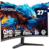 KOORUI 27 Zoll Gaming Monitor,2K QHD 1440P Bildschirm,180Hz 1ms (GTG) Curved...