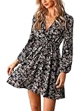 CUPSHE Damen Kleid V Ausschnitt Wickeloptik Langarm Blumenmuster A Linien...