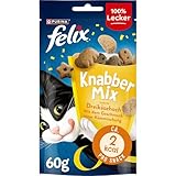 FELIX KnabberMix Dreikäsehoch Katzensnack, Knusper-Leckerlie mit...