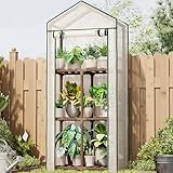 Bamworld Tomatengewächshaus Mini Gewächshaus Klein 3-Etagen Foliengewächshaus...