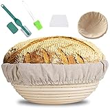 MUOIVG Gärkörbchen rund, 25 cm Proof Korb für Brot und Teig, Der ideale...