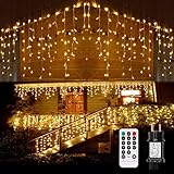 Nurkoo Led Eisregen Lichterkette Strom, 5m 200leds für Innen und Außen, GS...