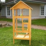 Mucola Vogelvoliere Holz großer Vogelkäfig mit 2 Türen Vogelhaus mit...