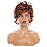 CGVG Orange Kurzhaarperücke Damen Gestufte Stachelige Kurzperücke mit Pony...