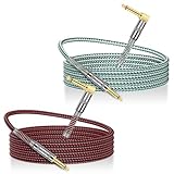 OTraki 2 Stück Gitarrenkabel 2m Instrumentenkabel, Klinkenkabel 90 Grad Bass...