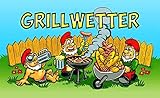 Fahne Flagge Grillwetter Gartenzwerge Grill Zwerg 90x150 cm Hissflagge Fahnen...