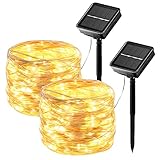 hangyiwei Solar LED Lichterkette Außen Outdoor - 2x17M 150 LED Lichterkette...