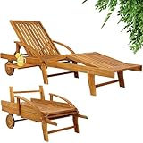 Casaria® Sonnenliege Klappbar Wetterfest Holz Gartenliege 160kg Belastbar mit 2...