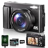 Digitalkamera 4K, 48MP 16X Autofokus Digitalzoom Fotokamera, 3 Zoll 180° Flip...