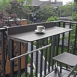 Balkonklapptisch für Geländer, Höhenverstellbar Aluminium Outdoor Deck Rail...