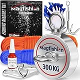 MAGFISHION Magnetfischen Mega Set - 300 KG (2 x 150kg) - Ø60mm - Neodym Magnet...