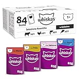 Whiskas Adult 1+ Katzennassfutter Gemischte Auswahl in Gelee, 84 Portionsbeutel,...