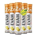 EVÄM Zink plus Vitamin C Brausetabletten I Geschmack Zitrone I 5x 20 Stück I...